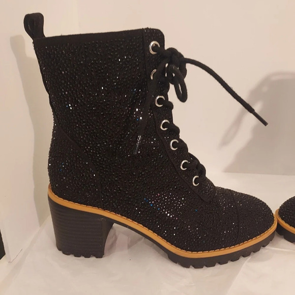 INC Samira 2 Black Rhinestone Almond Toe Mid-Calf Boots in Size 5.5 M - Picture 3 of 10